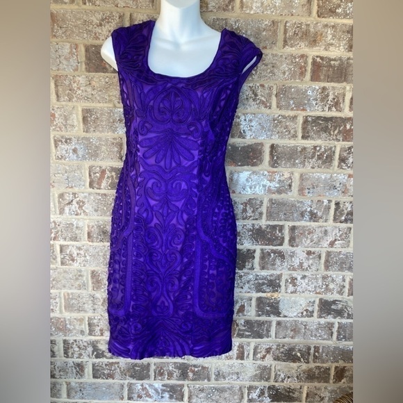 Sue Wong Purple Embroidered Sheath Dress-0 - Picture 1 of 12
